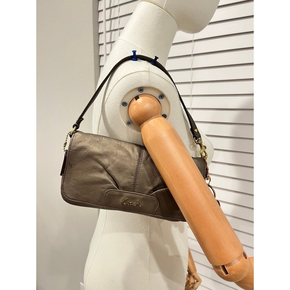 Coach Metallic Bronze Leather Mini Shoulder Bag